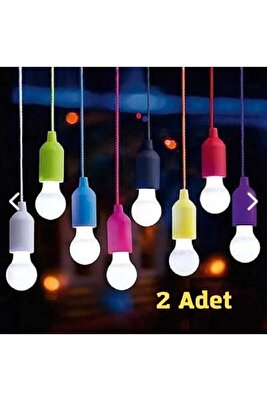 Pilli Çek Bırak Ipli Asılabilir Taşınabilir Ampül Kamp Lambası Çadır Led Işıldak 2 Adet ürün fotoğrafı
