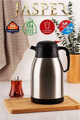 2 Litre Çift Kat Piknik Kamp Outdoor Çelik Çay Termosu 1200a Penguen ürün fotoğrafı
