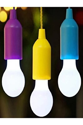 Pilli Çek Bırak Ipli Asılabilir Taşınabilir Ampül Kamp Lambası Çadır Led Işıldak tekli ürün fotoğrafı