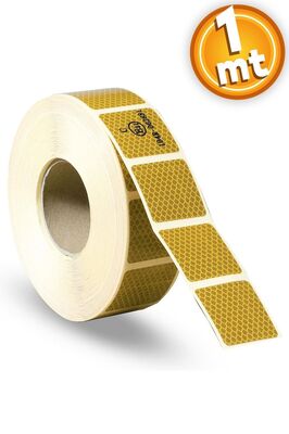 Tüvtürk Onaylı Reflektörlü Araç Oto Tır Reflektif Fosforlu Şerit Bant Kesikli Sarı Ikaz Bandı 1 Mt ürün fotoğrafı