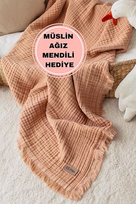 Somon 4 Katlı Müslin Bebek Müslin Çocuk Müslin Örtü %100 Pamuk 110x110cm ürün fotoğrafı