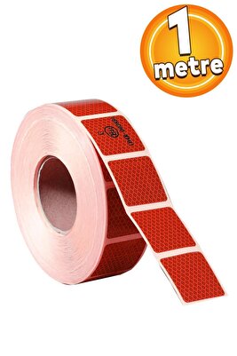 Tüvtürk Onaylı Reflektörlü Araç Oto Reflektif Fosforlu Şerit Bant Kesikli Kırmızı Ikaz Bandı 1 Mt ürün fotoğrafı