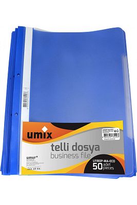 Umix Telli Plastik Dosya Mavi 50 Li 1 Paket ürün fotoğrafı