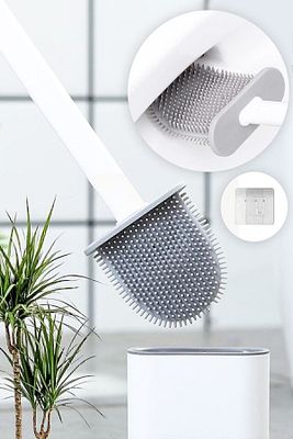 Beyaz Silikon Tuvalet Fırçası Bükülebilir Silikon Wc Klozet Fırçası ürün fotoğrafı