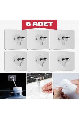 6 Adet Süper Güçlü Çerçeve Askısı Pin Delgisiz Vidalı Tırnak Kanca Yapışkanlı Raf Tutucu Askı ürün fotoğrafı