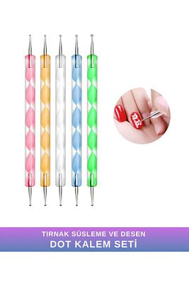 Nail Art Tırnak Süsleme Desen Dot Kalem Seti 5li ürün fotoğrafı