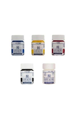 Gouache Jar 16ml Guaj Boya 5 Ana Renk Set ürün fotoğrafı