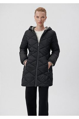 Kapüşonlu Kapitone Siyah Parka Slim Fit / Dar Kesim 110505-29726 ürün fotoğrafı