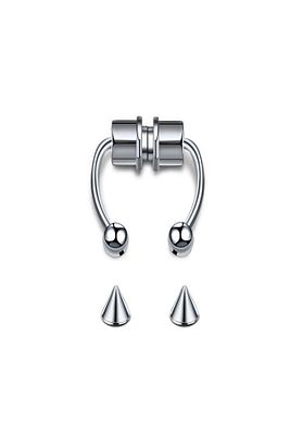 Mıknatıslı Fake Gri Septum Piercing Paslanmaz Çelik Top Ve Sivri Uç Birarada ürün fotoğrafı