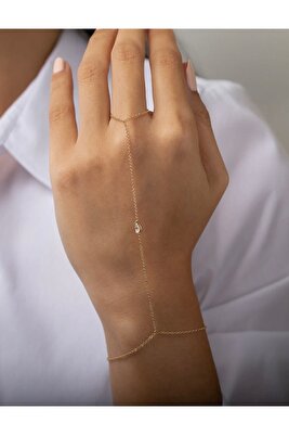 14k Gold Tek Taşlı El Aksesuarı ürün fotoğrafı