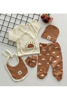 Organik Kumaş Fitilli 5 Parça Hastane Çıkışı Set ürün fotoğrafı