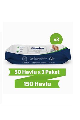 Vücut Temizleme Havlusu 50'li 3 Paket 150 Havlu ürün fotoğrafı