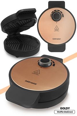 Goldy Rose Gold 1000 Watt Taşmayı Önleyen Derin Plakalı Waffle Makinesi ürün fotoğrafı