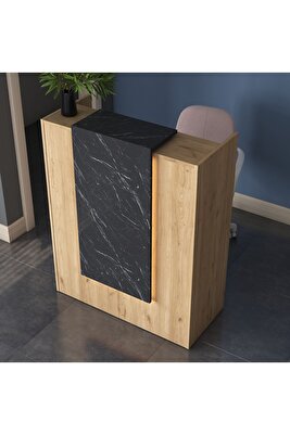 Rani MA101 Karşılama Bankosu Led Işıklı Çekmeceli Banko Sepet Ceviz - Mermer Desen ürün fotoğrafı