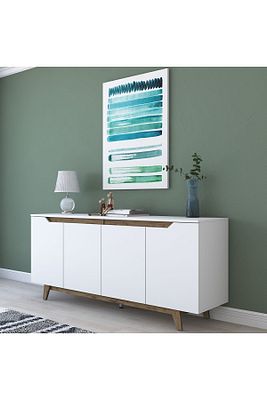 Rani Gd102 Modern Ayaklı Konsol Beyaz Minyatür Ceviz ürün fotoğrafı