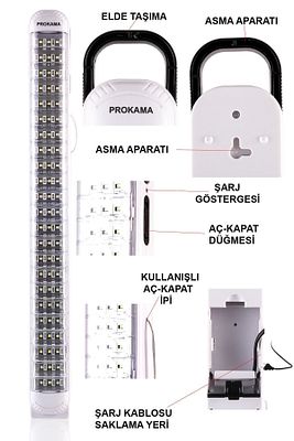 69 Ledli Ipli Şarj Edilebilir Acil Durum Işıldak Şarj Edilebilir Kademeli Aydınlatma El Feneri ürün fotoğrafı