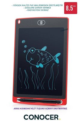 Grafik Digital Çocuk Yazı Tahtası Çizim Tableti Lcd 8.5 Inc Yüksek Kalite Kırmızı ürün fotoğrafı