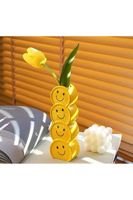 Gülen Yüz Vazo, Emoji Vazo, Sarı Vazo, Kalemlik, Fırçalık, Dekoratif Aksesuar ürün fotoğrafı
