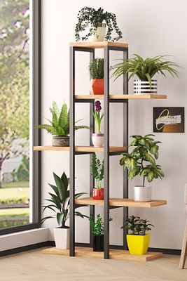 Metal Dekoratif 5 Raflı Metal Çiçeklik Saksı Standı Saksılık Atlantikçam Retro Kahverengi 110 cm Mo ürün fotoğrafı