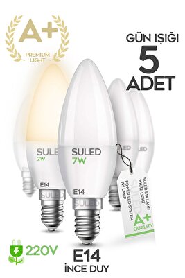 Grafen E14 Duy Gün Işığı 5 Adet Mum Buji Ampul Avize Abajur Lambası Ince Duylu Lamba 5'li Set ürün fotoğrafı