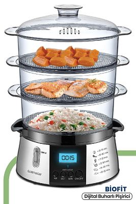 Biofit Led Ekranlı 120 Dakika Zaman Ayarlı 10 lt Dijital Buharlı Pişirici Gm7268d ürün fotoğrafı