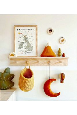 Ahşap Dekoratif Askılı Raf Raf 60 Cm ürün fotoğrafı
