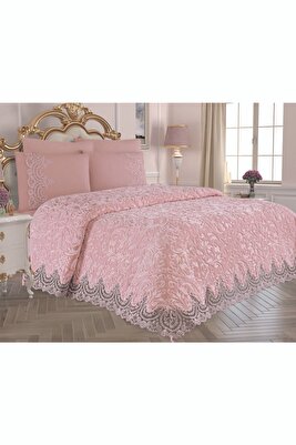 Steel Home Collection Merissa Pudra Dantelli Battaniye Seti ürün fotoğrafı