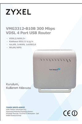 Zyxel Vmg3312-b10b 4 Port 300 Mbps Vdsl2 Adsl2 Modem Router (YENİLENMİŞ ÜRÜNDÜR) ürün fotoğrafı