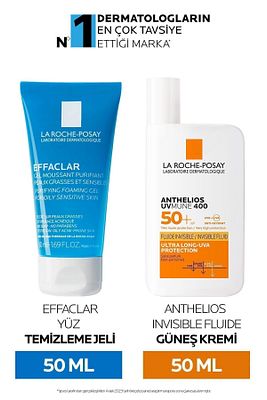 Yüz Cilt Bakım Seti: Anthelios Uvmune Fluid Güneş Kremi SPF50+& Effaclar Yüz Temizleme Jeli ürün fotoğrafı