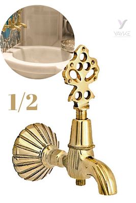 Osmanlı Muslugu Tarıhı Cesme Hamam Kurna Lavabo Banyo Bahce Musluğu 1. Kalite Sarı ürün fotoğrafı