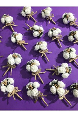 10 Adet Yaka Çiçeği - Damat Çiçeği - Sağdıç Çiçeği – Yaka Iğnesi – Yaka Iğnesi ürün fotoğrafı