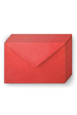 10'lu Kırmızı Zarf Seti (13x18cm) Mektup Kartpostal Davetiye Zarfı ürün fotoğrafı