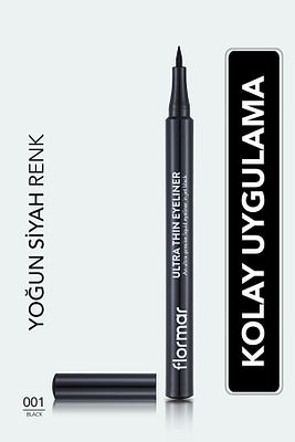 Ultra Ince Uçlu Eyeliner (SİYAH) - Ultra Thin Eyeliner - 001 Black - 8690604478491 ürün fotoğrafı