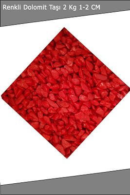 Renkli Dolomit Taş 2 Kg 1 -2 Cm Akvaryum Taşı Çakıl Taşı Bahçe Saksı Taşı Dere-kırmızı ürün fotoğrafı