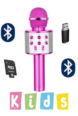 Karaoke Mikrofon Dahili Hoparlörlü Usb Flash Tf Kart Destekli Ses Değiştirme Efektli Çocuk Mikrofonu ürün fotoğrafı