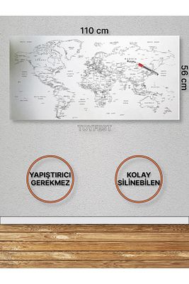 Duvara Kendiliğinden Manyetik Yapışan Yazılıp Silinebilen Dünya Haritası 110 X 56 Cm ürün fotoğrafı
