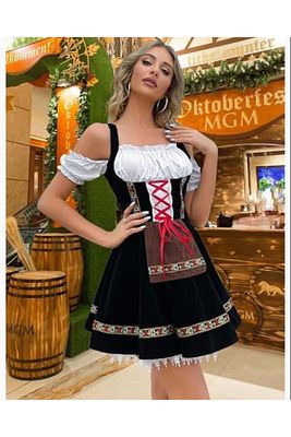 Siyah Alman Kostümü Biracı Alman Kız Kostümü Oktoberfest Kostümü ürün fotoğrafı