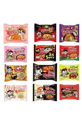 Buldak Ramen 12 Flavor Combo /ramen/hot/hazir Noodle Kore Orijinal Helal 12adet/ 5 Çift Desen Hediye ürün fotoğrafı