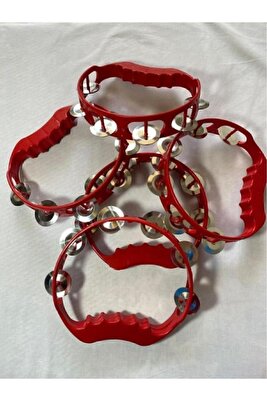 Plastik Zilli Kına Tefi Kırmızı Renk 10 Adet ürün fotoğrafı