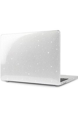 Macbook Air 13.3 (M1 ÇİP) A1932 A2179 A2337 Uyumlu Simli Şeffaf Koruyucu Kılıf Crystal Star ürün fotoğrafı