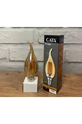 4281 4W Amber Rustik Kıvrık Mum Led Ampul E14 Duy AMBER RENK ürün fotoğrafı