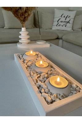Tabaklı Beton Mumluk ( Mumlar Dahil Degildir) ürün fotoğrafı