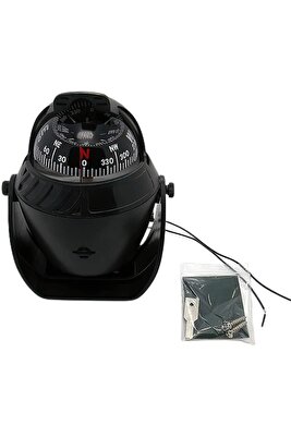 Işıklı Pusula. Tekne Pusulası. Siyah. 14cm ürün fotoğrafı