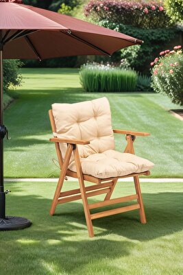 Minderli Loretta Sandalye Ahşap Bahçe Balkon Teras Katlanır Sandalye ürün fotoğrafı