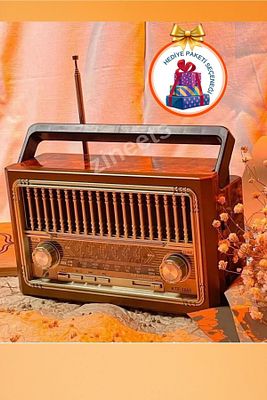 Nostaljik Radyo Fm Ahşap Görünümlü Bluetooth Hoparlör Ahşap Renk Vintage Işıklı Usb Sd ürün fotoğrafı
