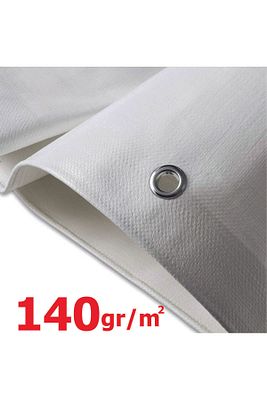 3x5 Metre 140 gr Kalın Lamineli Branda Çadır Kamp Matı Gölgelik Su Toz Geçirmez Beyaz Renk ürün fotoğrafı