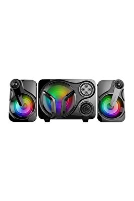 Md-bt28 5w+3w×2 Bt Tf Card Usb, Fm Radyo Siyah Led Işıklı ürün fotoğrafı