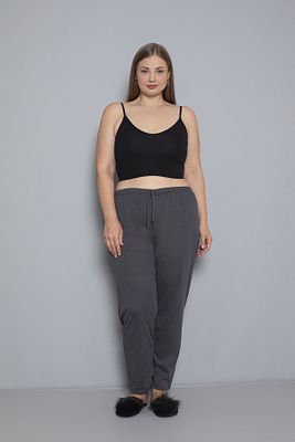 Büyük Beden Kadın Pamuklu Beli Lastikli İnce Kumaş Cepsiz Pijama Altı ürün fotoğrafı