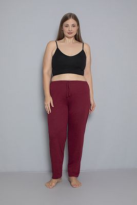 Büyük Beden Kadın Pamuklu Beli Lastikli İnce Kumaş Cepsiz Pijama Altı ürün fotoğrafı