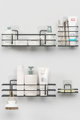 Yapışkanlı Banyo Seti Duş Rafı + Sabunluk + Diş Fırçalık Metal Set ürün fotoğrafı